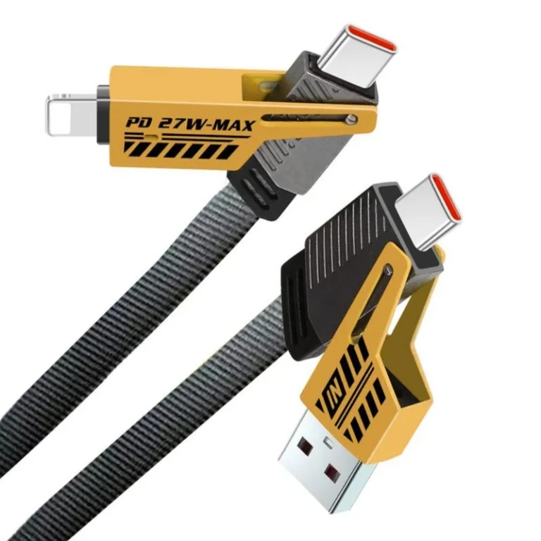 کابل شارژ دیتا 65W+27W بافته 3.3 فوتی 4 در 1(چهارمنظوره)(یک متری)