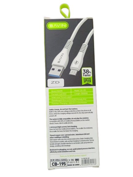 کابل شارژ و انتقال داده Micro باوین BAVIN مدل CB-195 (طول یک متری)