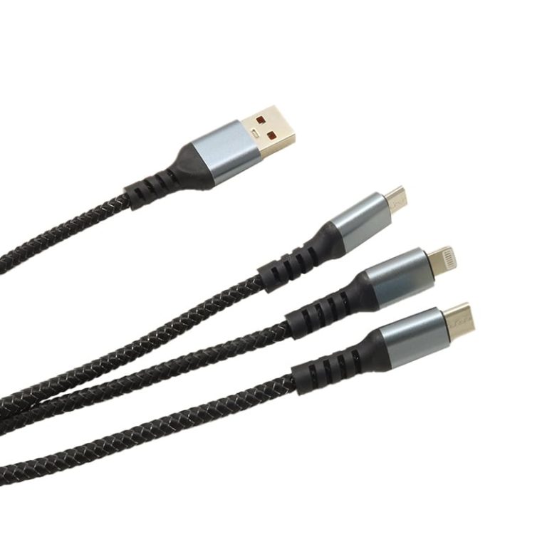 کابل شارژ کنفی 100W فست شارژ سه سر چراغدار