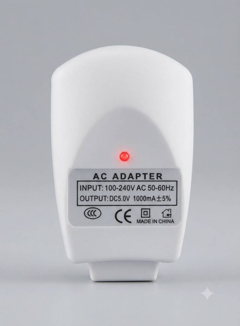 آداپتور برق دیواری (AC Adapter) با نشانگر LED – مدل عمومی (سهپایه – استوک)